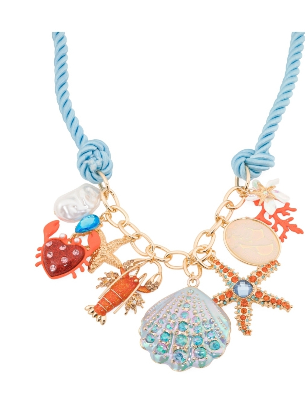 👉✨️ Betsey Johnson Beach Sealife Rope Charm Statement Necklace